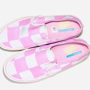 Pink & White Checkered Slip-On Vans